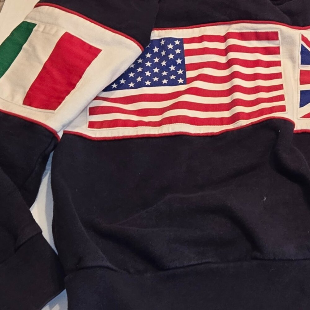 Brandy Melville John Galt 1/4 Zip Sweatshirt O/S USA World Flags Rugby Style
